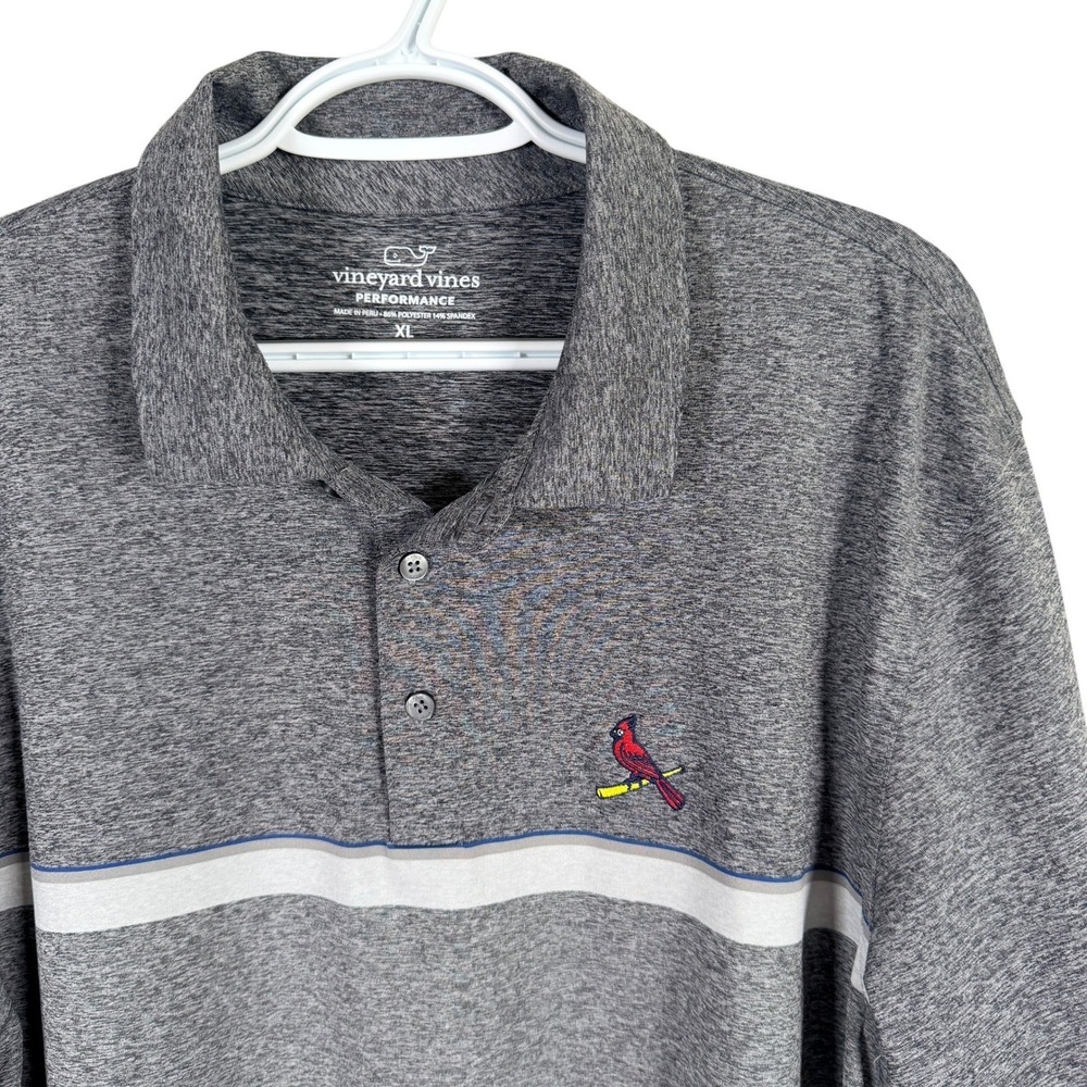Vineyard Vines St Louis‎ Cardinals Polo Shirt Mens XL Grey Performance Stripe